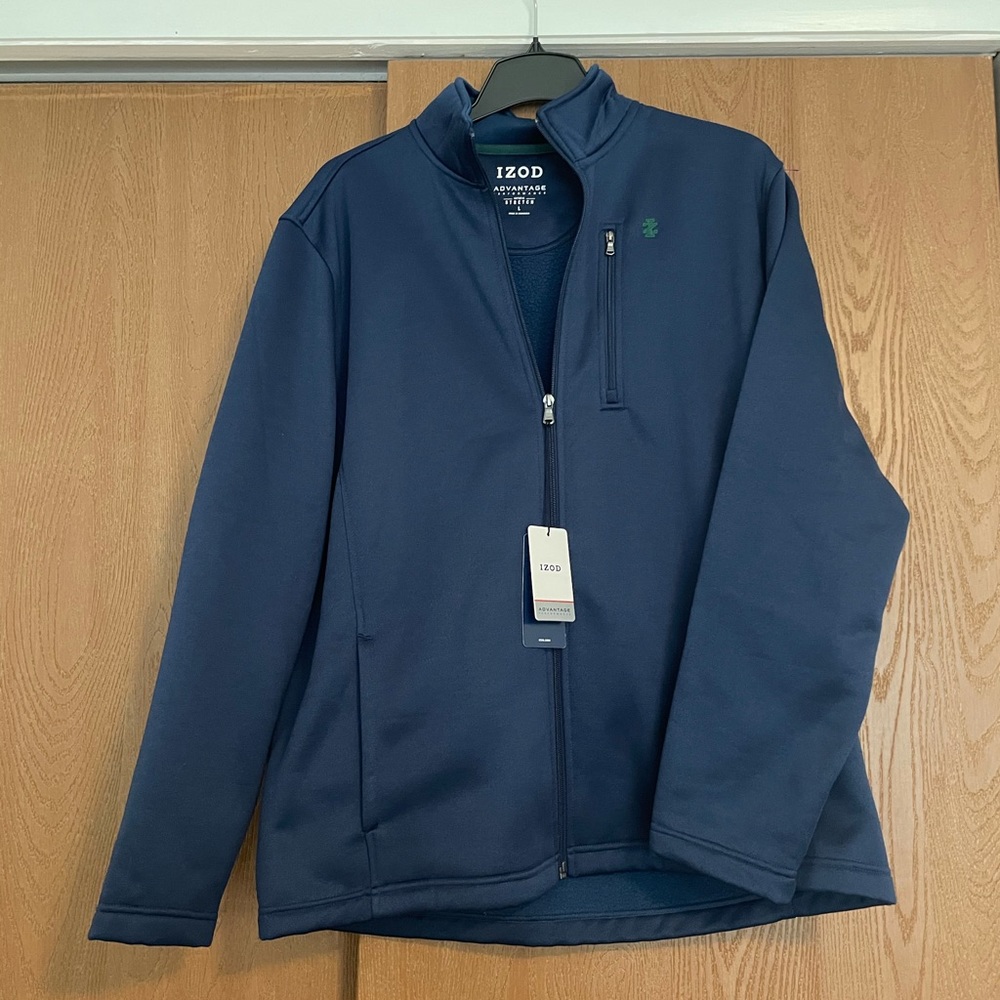 Izod Zip Up Navy Sweatshirt Jacket. Navy, new.
